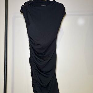 Lanvin Pin Iconic Elegant Black Ruched Dress